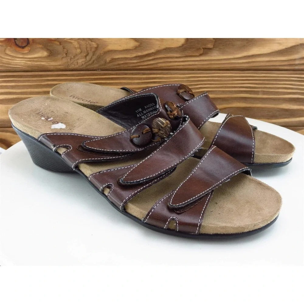 Nicole Size 11 Sandal Slide Brown Synthetic Women M Andes‎